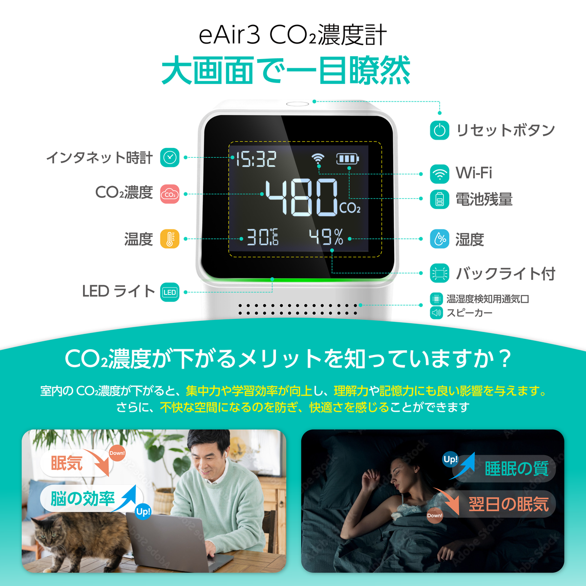 LinkJapan 高精度CO2センサー eAir 3 – HomeLink Store for Business